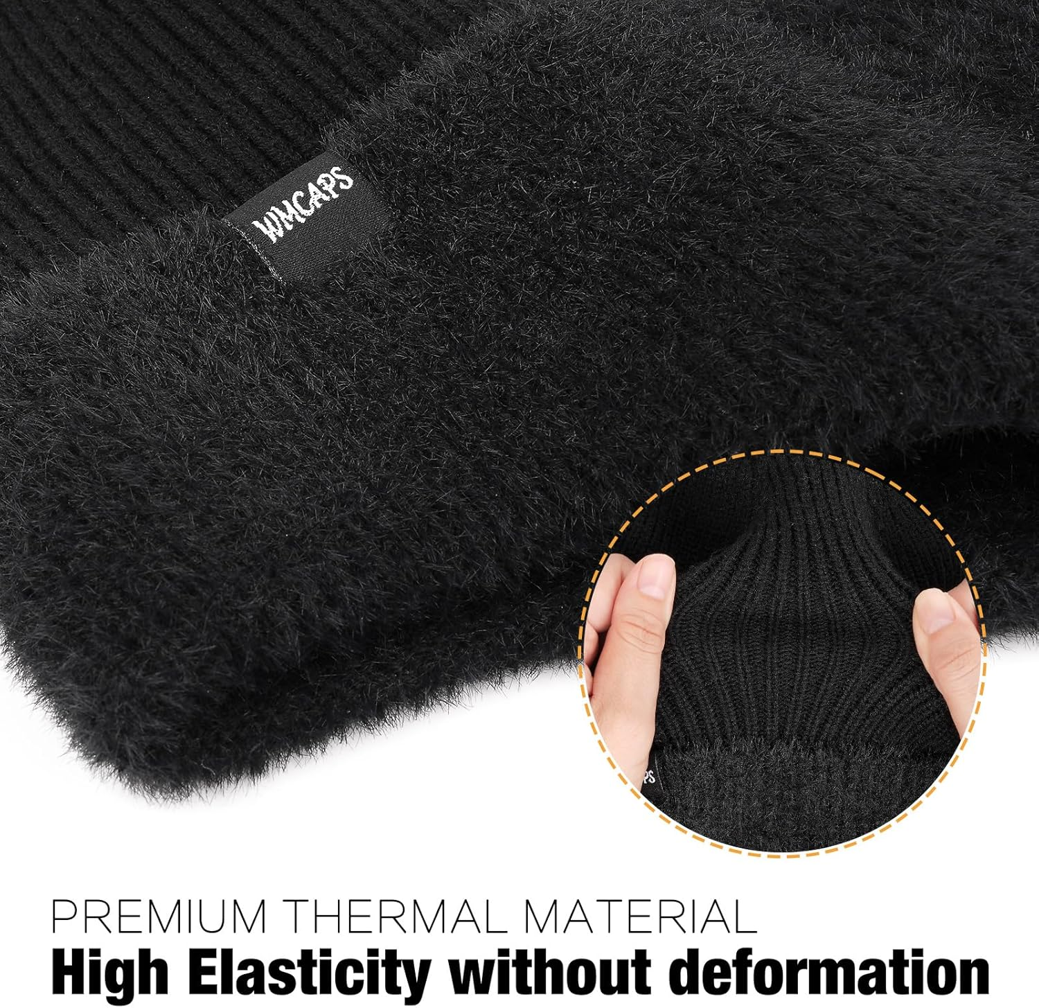 Wmcaps Winter Fleece Line Beanie with Earflap for Men Women, Outdoor Warm Thermal Knitted Hat Stocking Caps image number 1