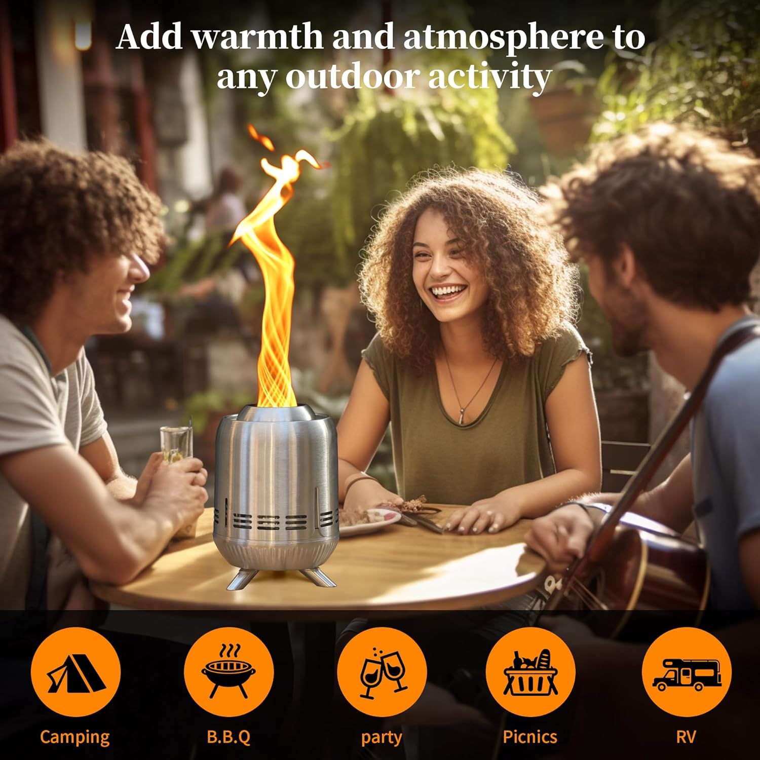 Tabletop Fire Pit, Stainless Steel Mini Outdoor Stove, Low Smoke Burning Portable Fire Pits Firepit Fueled by Pellets or Wood, for Urban & Suburbs, with Travel Bag image number 1