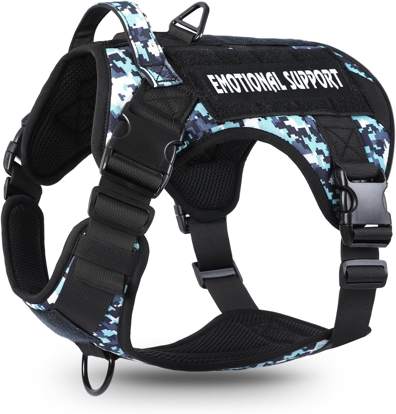 Voopet Tactical Dog Harness - Military Emotional Support Service Dog Vest with Handle & Molle for Medium Large Dogs, Easy Control No Pull ESA Dog Vest with 6 Tags for Working Training