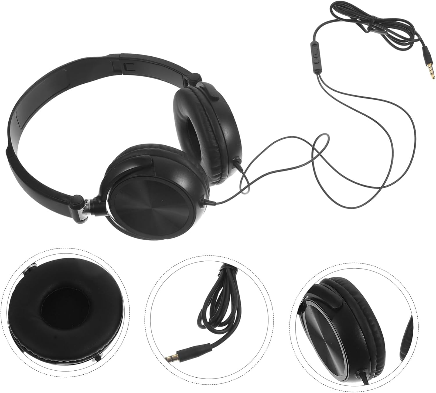 Operitacx Foldable over Ear Headphones with Microphone and Volume Control for Smartphones PC Laptop Tablet Lightweight Comfortable Design Black image number 5
