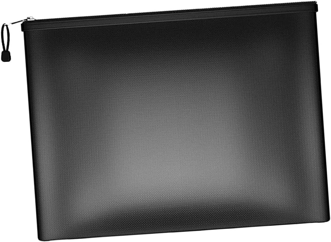 Zerodeko Fireproof Money Bag with Zipper Document Storage Pouch for Cash Passport Jewelry Certificates Secure Document Holder for Home and Travel Black Medium image number 5