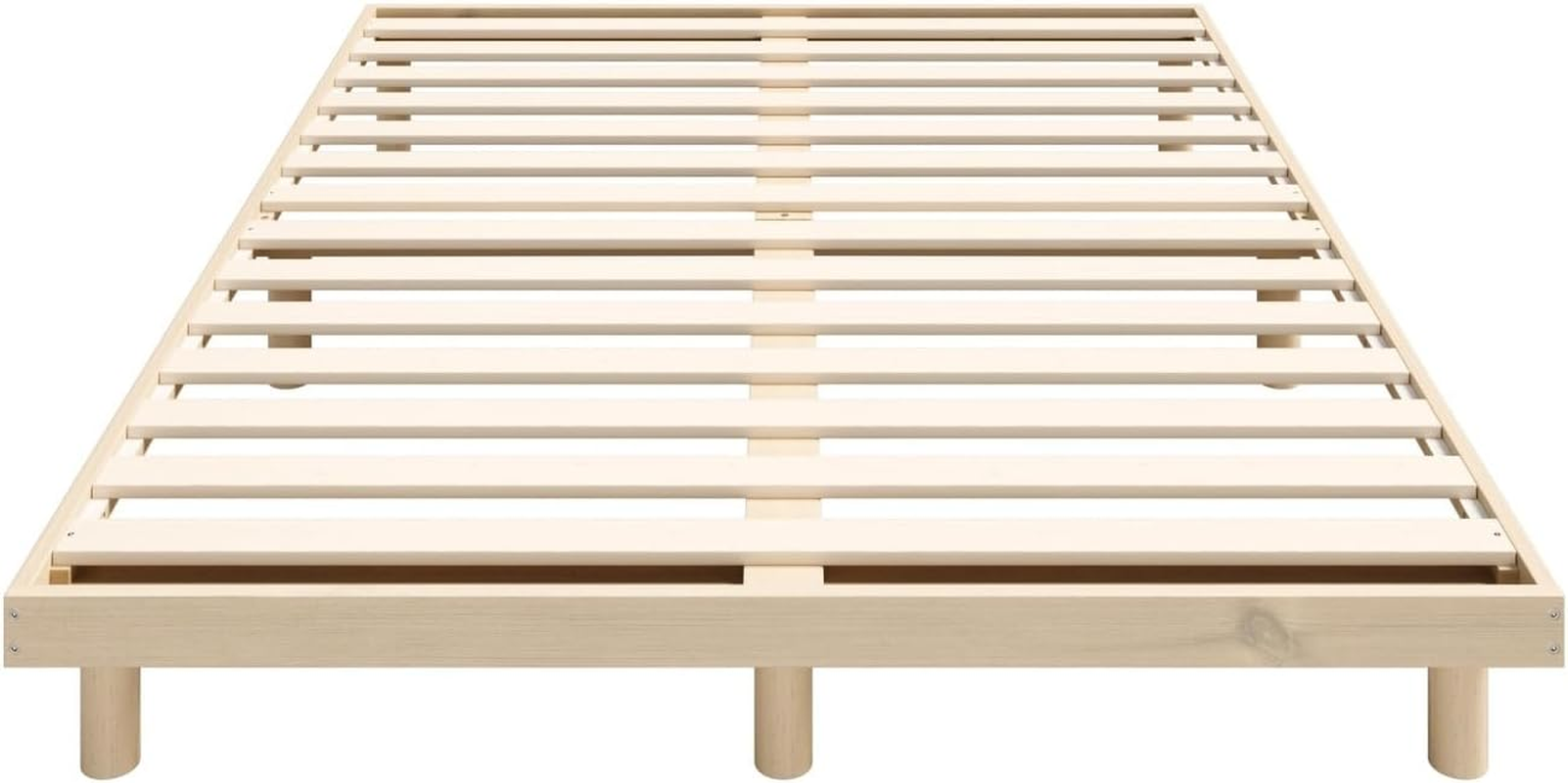 Oikiture Double Bed Frame with Wooden Bed Base and Solid Wood Frame Platform Bed image number 6