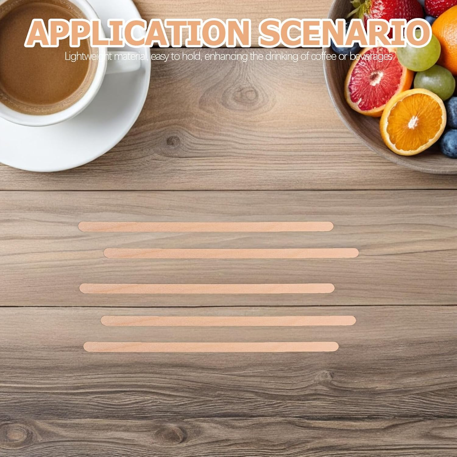 SHOWERORO 250Pcs 14Cm Wooden Coffee Stir Sticks Disposable Beverage Mixing Stirrers for Coffee Tea Hot Chocolate Cocktails Party image number 3