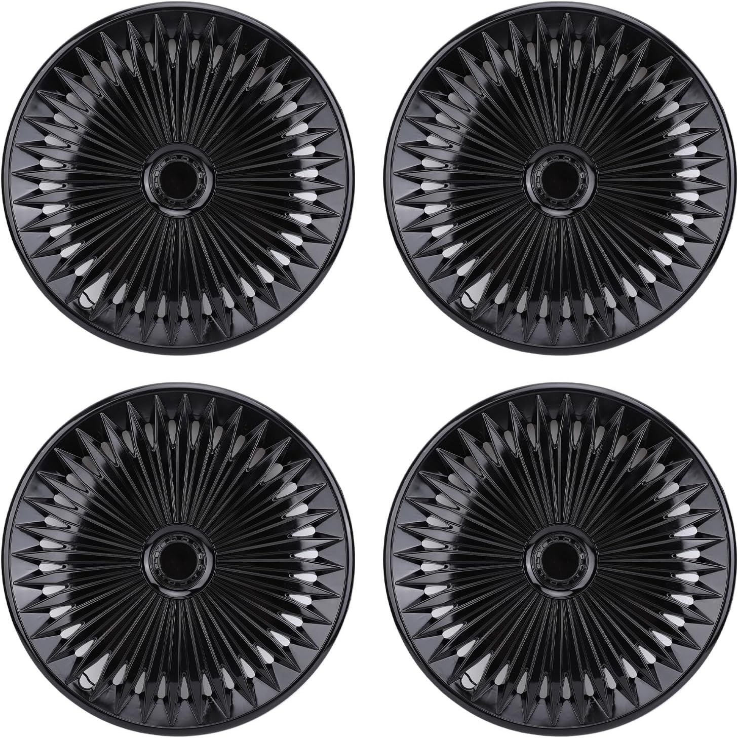 Jiawu Hubcaps, 17 Inch Wheel Hub Cap Set, R17 Hub Caps Universal Wheel Rim Cover ABS Material Exterior Accessories for Car Truck SUV, Set of 4, Easy Snap on Install, Wheel Guards (Black)