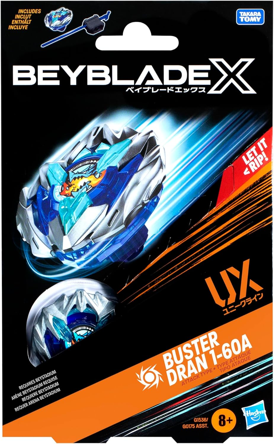 Beyblade X Buster Dran 1-60A UX Starter Pack Set with Attack Type Top and Launcher; Authentic Takara Tomy Battle Tops Games | Spinning Toys for Boys and Girls 8+, Kids image number 5