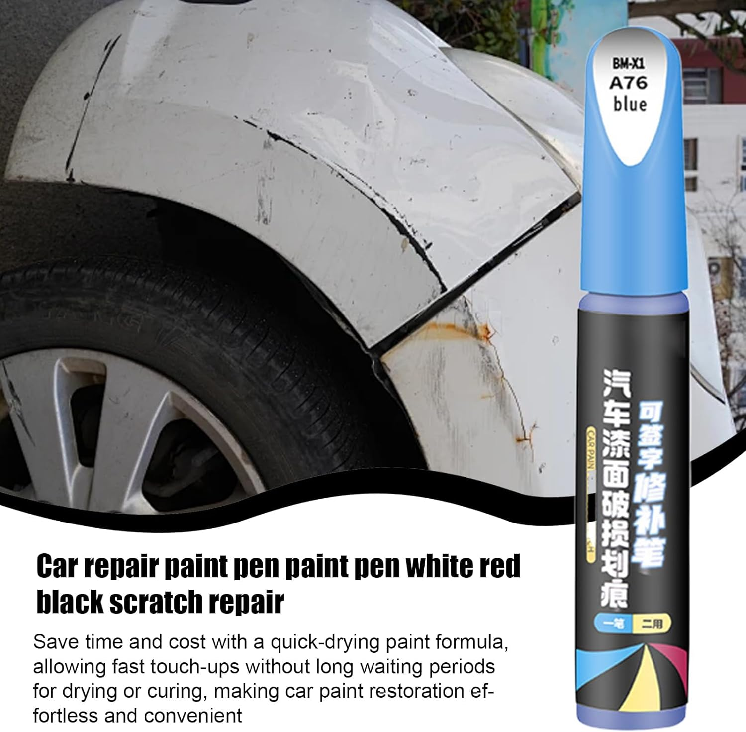 2PCS Auto Paint Repair Pen,Scratch Removal Pen for Car - Portable Vehicle Paint Maintenance Tool for RV Truck, Automotive Scratch Remover(Lake Blue) - Dark Gray image number 4