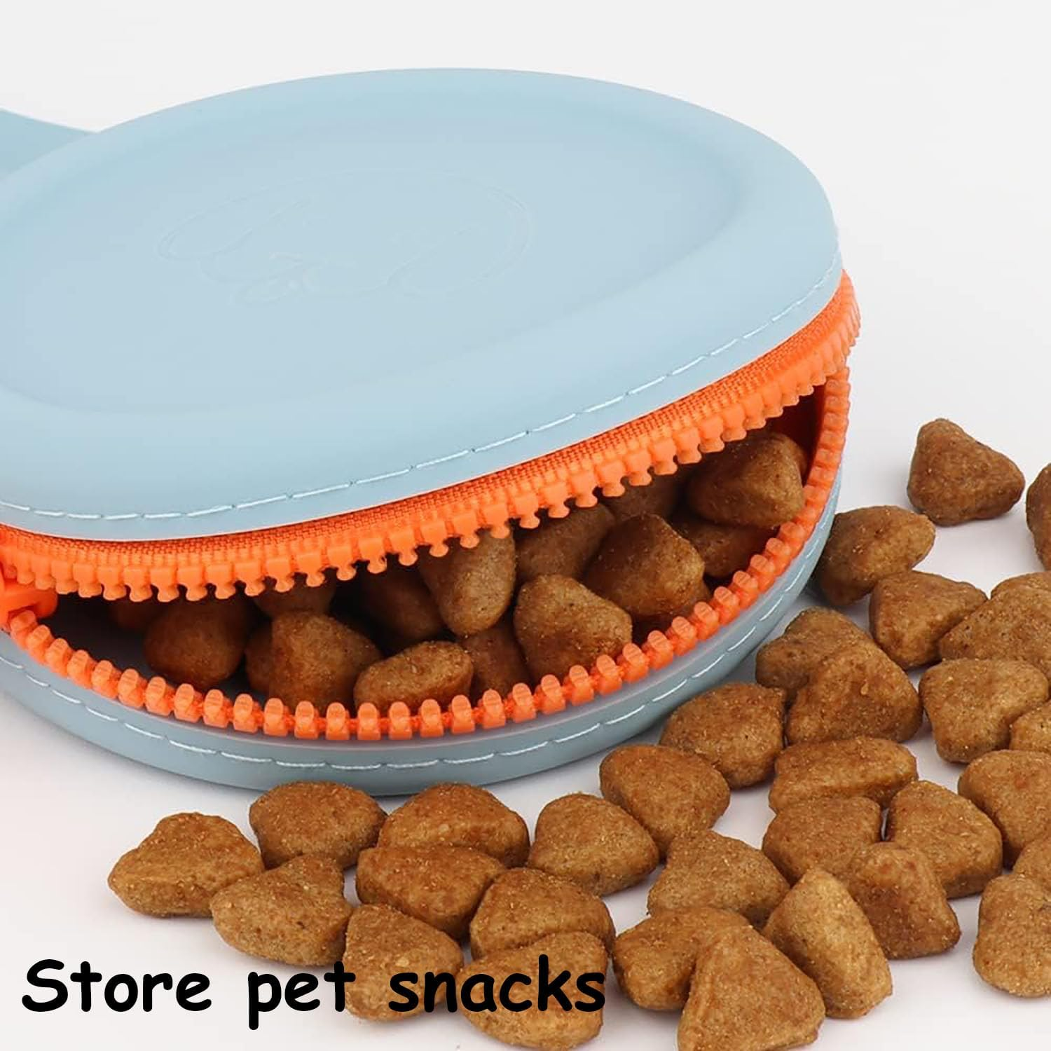 2Pcs Portable Puppy Snack Pouch, Pet Walking Bag for Dog and Cat, Silicone Treat Pouch for Reusable, Zippered Dog Treat Pouch with Handle, Dog Pouch for Training Coin Purse (Sky Blue & Light Pink) image number 3