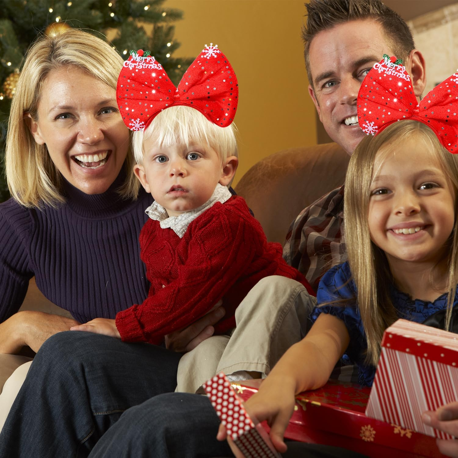 Christmas Headband Christmas Headbands for Adults Hairband Headwear Bow Party Hats Hair Bands for Women Men Head Band for Party Holiday Costume Gift image number 2