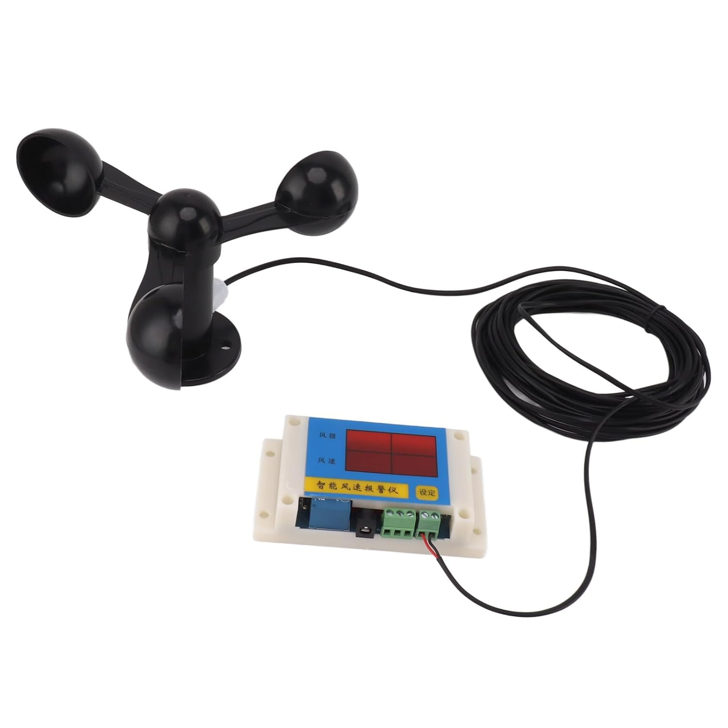 Weather Stations and Accessories,Weather Station Wind Speed Alarm Tower Crane Aluminum Alloy Wind Cup Wind Speed Alarm Tower Crane Anemometer 5V image number 2