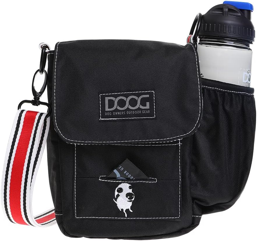 DOOG | Walkie Bag | Adjustable Shoulder Bag with Poo Bag Compartment and Water Bottle Compartment | Neaosport Black (NSWB01)