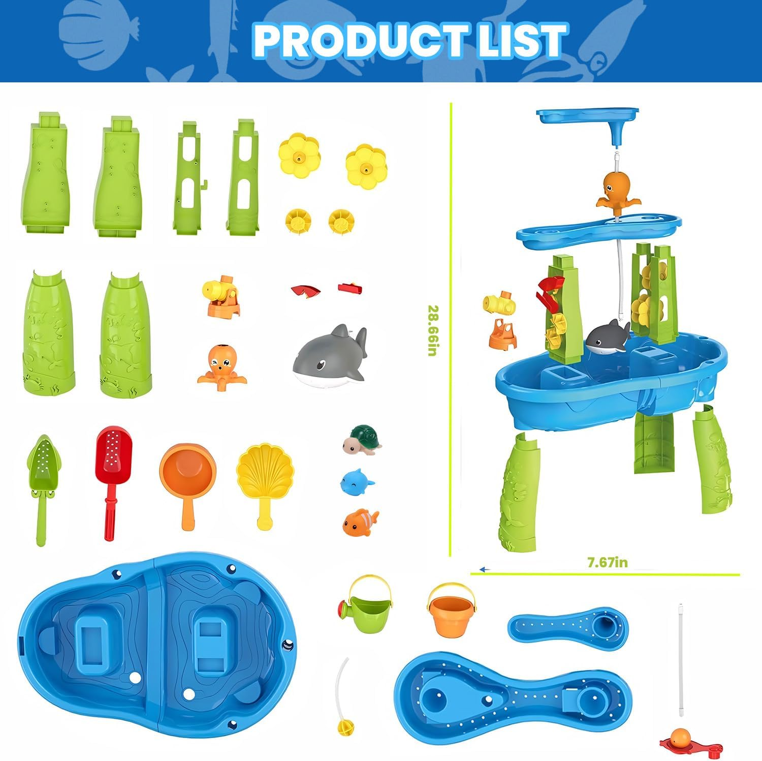 Skirfy Water Table with Water Pump for Toddlers Kids, 3-Tier Outdoor Sand and Water Play Water Activity Tables Beach Toys for outside Backyard for Toddlers Age 3-5 image number 3