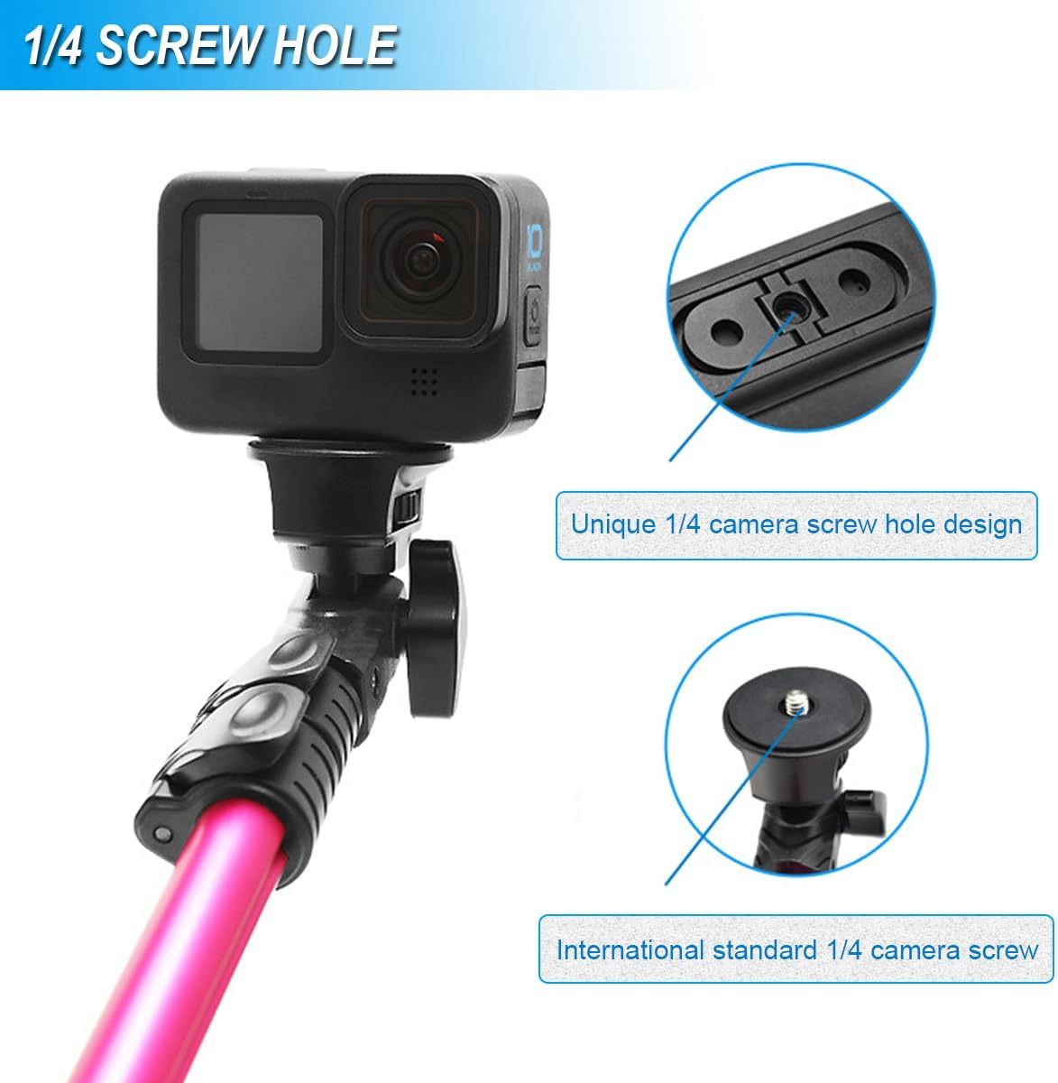 ZHUROUPU Replacement Folding Fingers for Gopro Hero 12/11/10/9/8/MAX, Magnetic Folding Mounting Adapter with 1/4 Tripod Connect Port for Handle Monopod Vlog, Battery Side Door Cover and Repair Tools image number 6