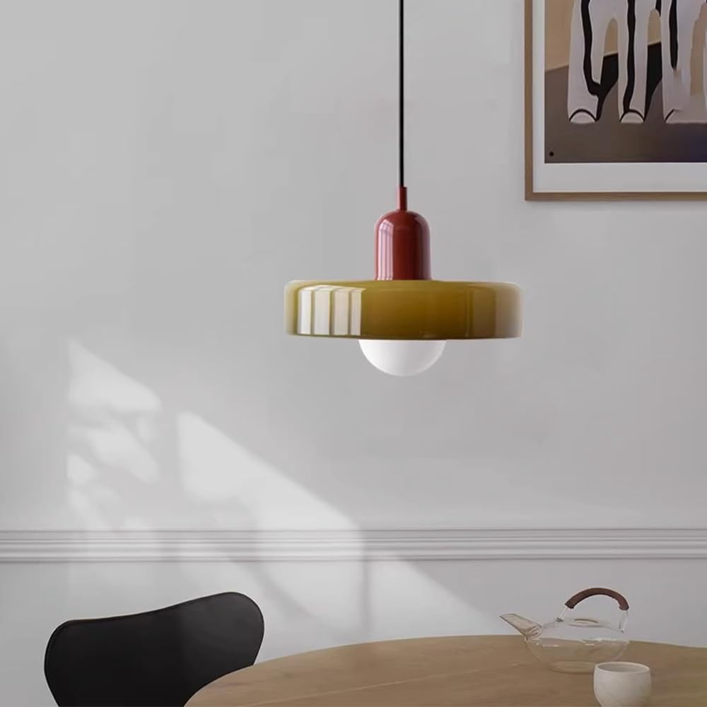 Nordic Hanging Light Glass Pendant Lighting Ceiling Fixture round Small Chandelier Ceiling Lamp Modern Single Suspended Lights for Dining Room Kitchen Island Cafe Bar Star of Light