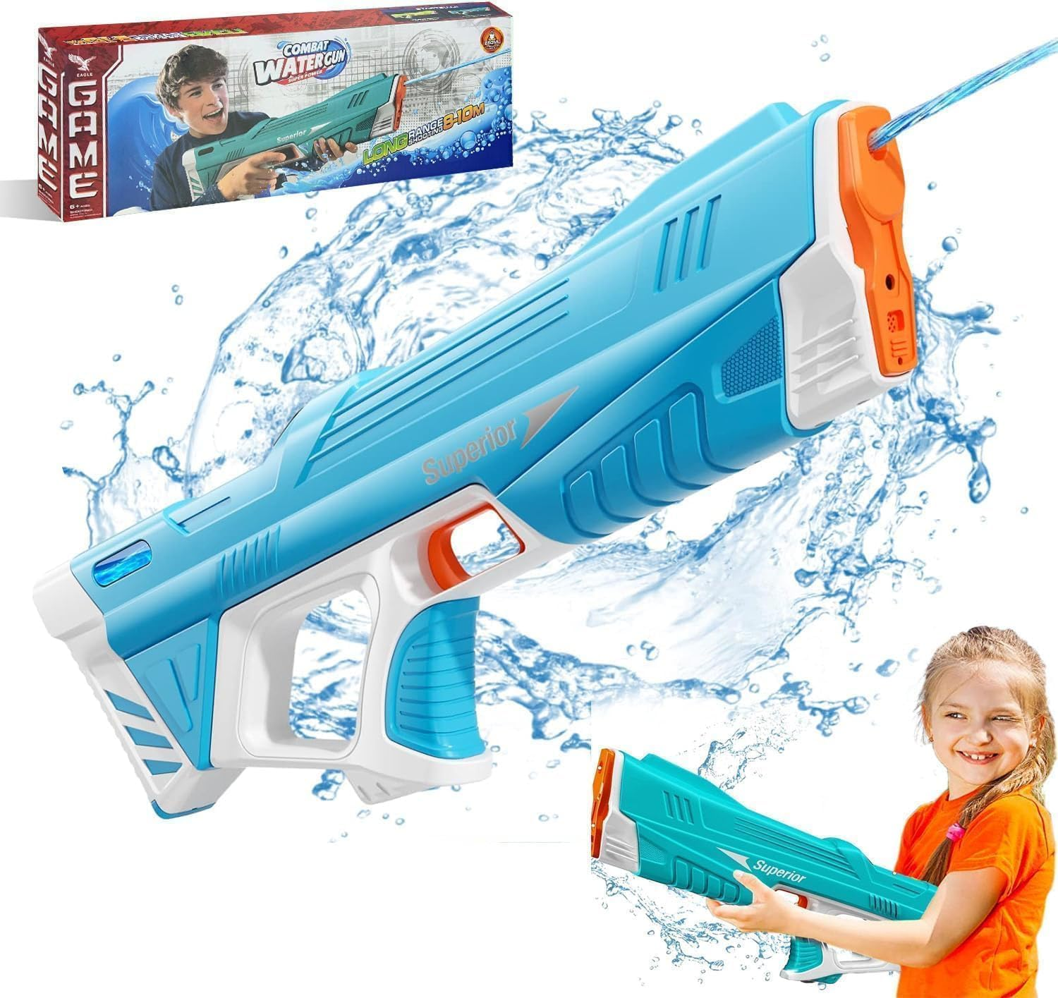 Electric Water Gun for Kids, Full Automatic Water Toy, Summer Outdoor Pool Toys for Children, Unisex