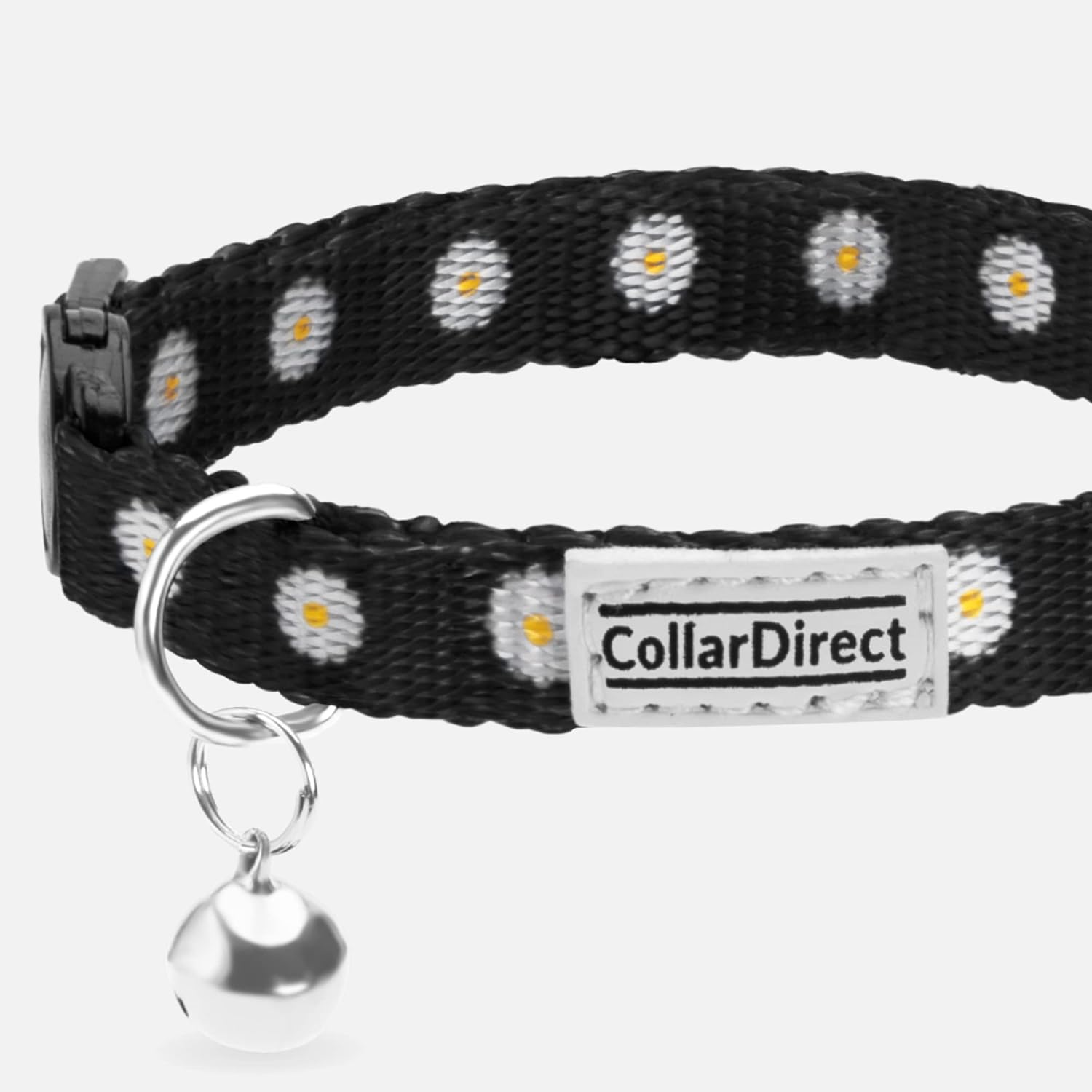 Collardirect Cat Collar with Bell Floral Pattern 2 Pack Set Flower Adjustable Safety Breakaway Collars for Cats Kitten (Black + Aqumarine) image number 4