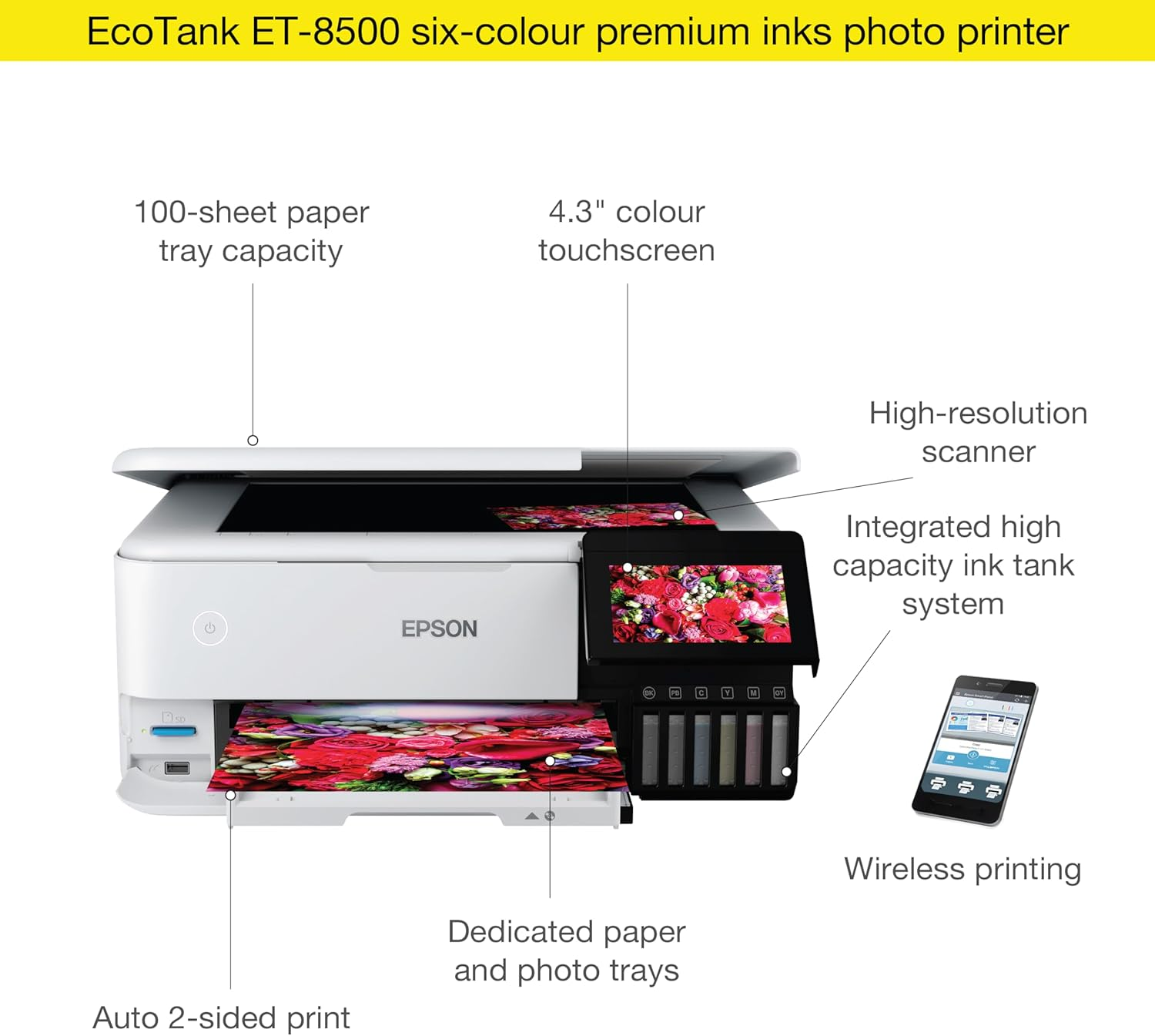 Epson Ecotank Photo ET-8500 Multifunction Photo Printer image number 4