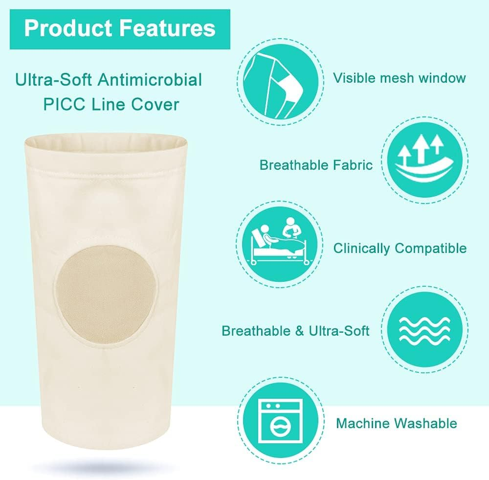 Picc Line Sleeve Picc Line Covers for Upper Arm Picc Medical Caps Cast Protector with Mesh Viewing Window for Women Men Soft and Breathable image number 3