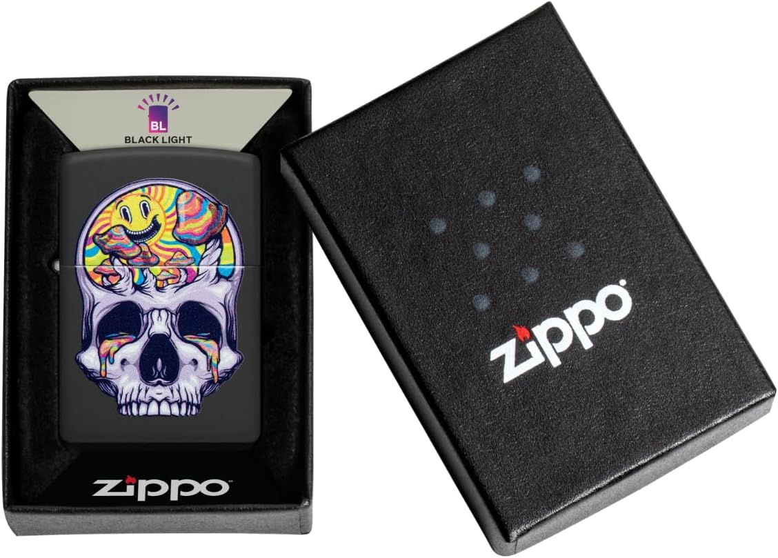 Zippo Skull Moon Design Windproof Lighter, Black Matte image number 2