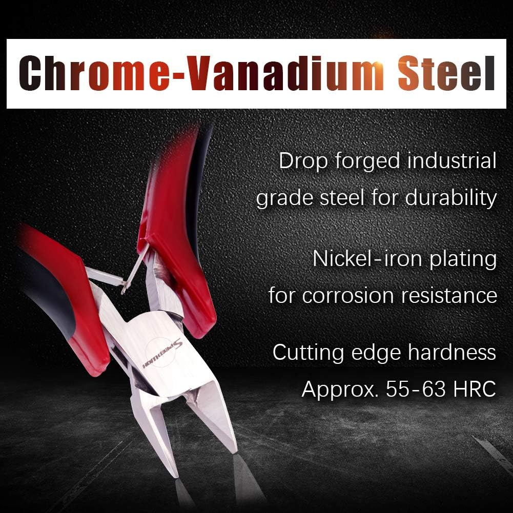 SPEEDWOX Diagonal Cutting Pliers Side Nippers 4 Inch Micro Wire Cutters Precision Plastic Nippers with Spring Mini Side Cutting Flush Cut Angled Head Fine Plier Professional Jewelry Making Tool image number 4