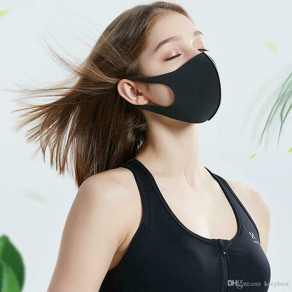 Mask 1X Black Fashion Face Mask Stretch Lightweight Fabric Covering Reusable Maskes Washable Unisex image number 5
