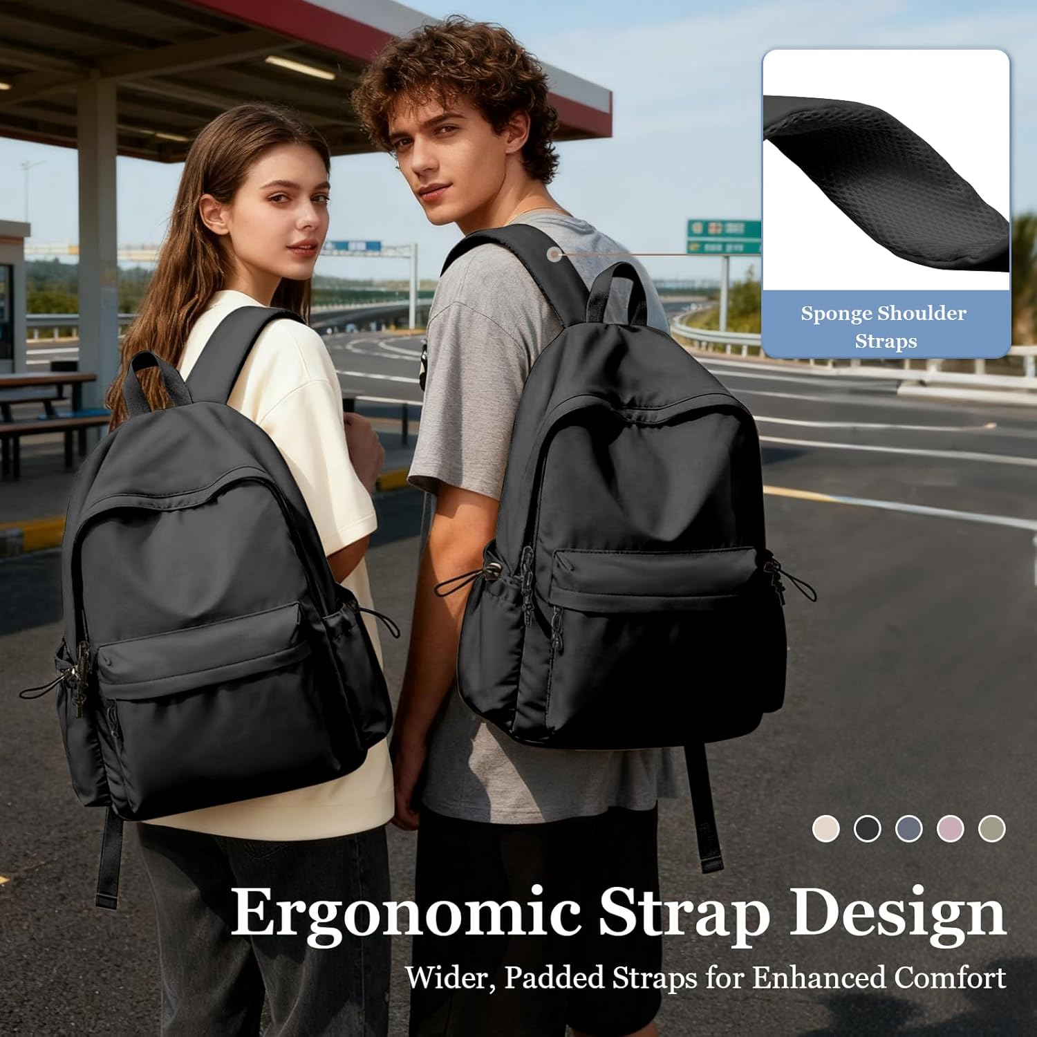 School Backpack for Girls Boy High School Middle Bookbag Lightweight Waterproof Small Backpack for Women - A2-Blue image number 5