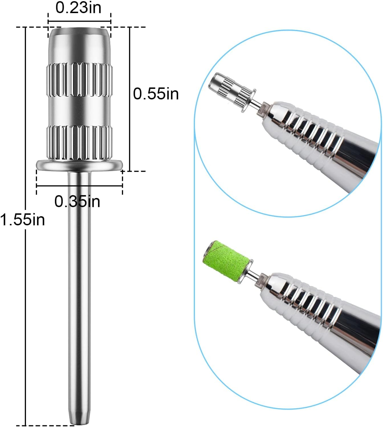 Difenni Nail Drill Bits,Sanding Bands for Nail Drill Shaft 3/32 Inch,Drill Bits for Nails,Mandrel Bit for Nails,Nail Drill Bits for Acrylic Nails Manicure Nails Manicure Pedicure Tool(Silver) image number 6