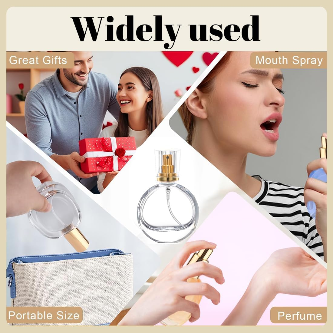 ROKZELT Perfume Atomiser, 50 Ml, Pack of 2, Refillable, Empty, Spray Bottle, Travel, for Travel, Transparent, Portable image number 2