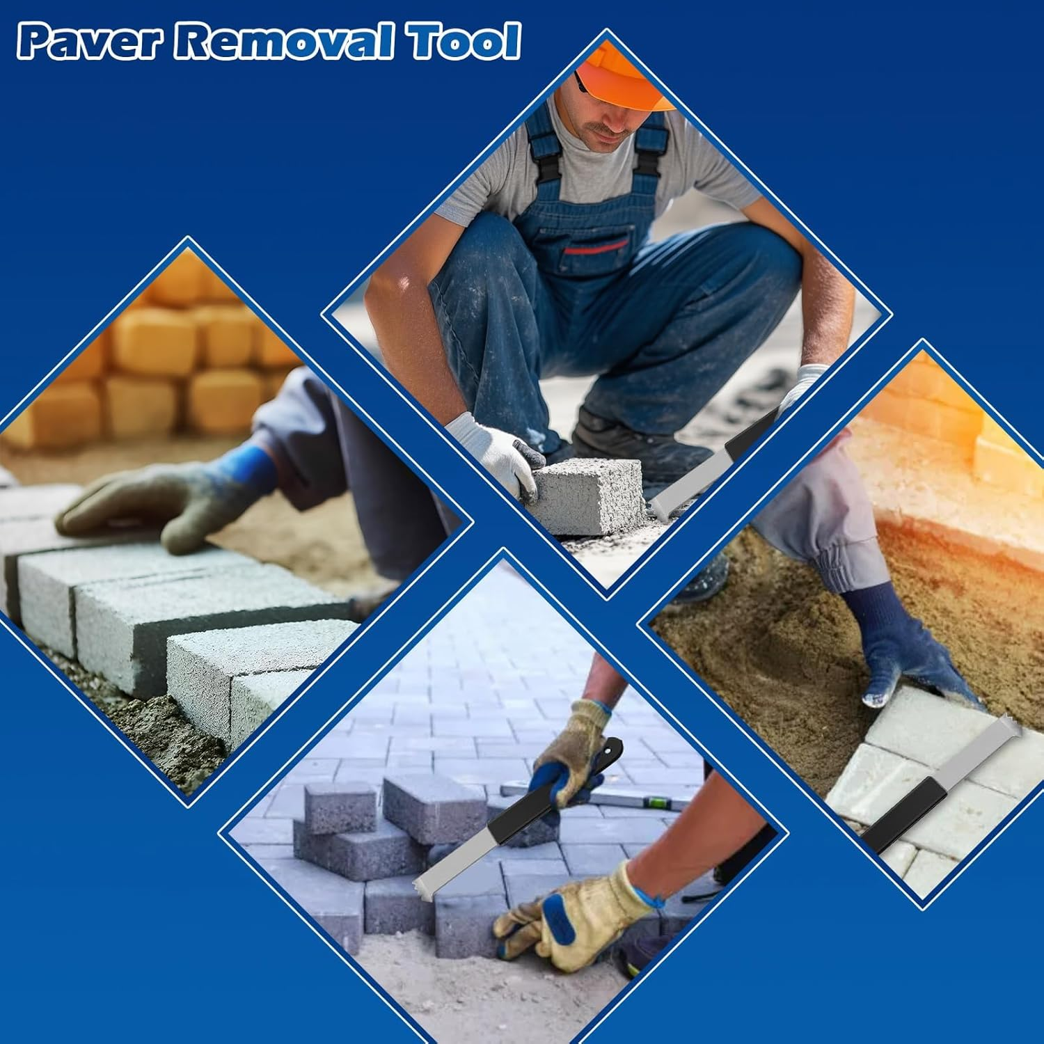 Paver Removal Tool, 2 Pcs Paver Removal Extraction Tool Set with Dual-Jointed Scraper, Micro-Tooth Grooves, and Anti-Slip Handle for Garden, Lawn, Patio, Brick Replacement image number 2