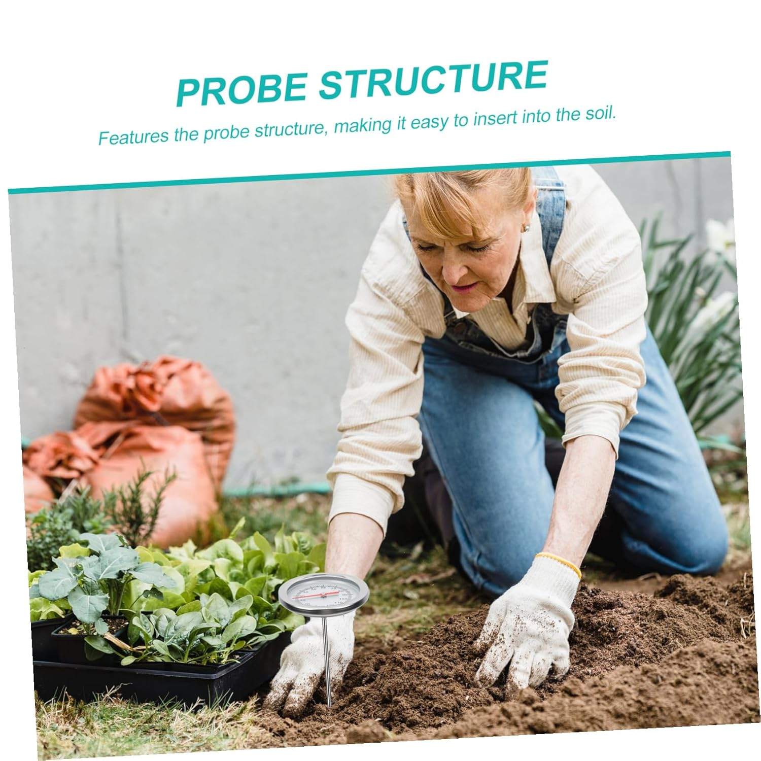 UPKOCH Stainless Steel Soil Thermometer Probe Garden Temperature Measuring Tool for Transplanting and Composting Physical Sensor Accurate C- Gardening Instrument image number 2