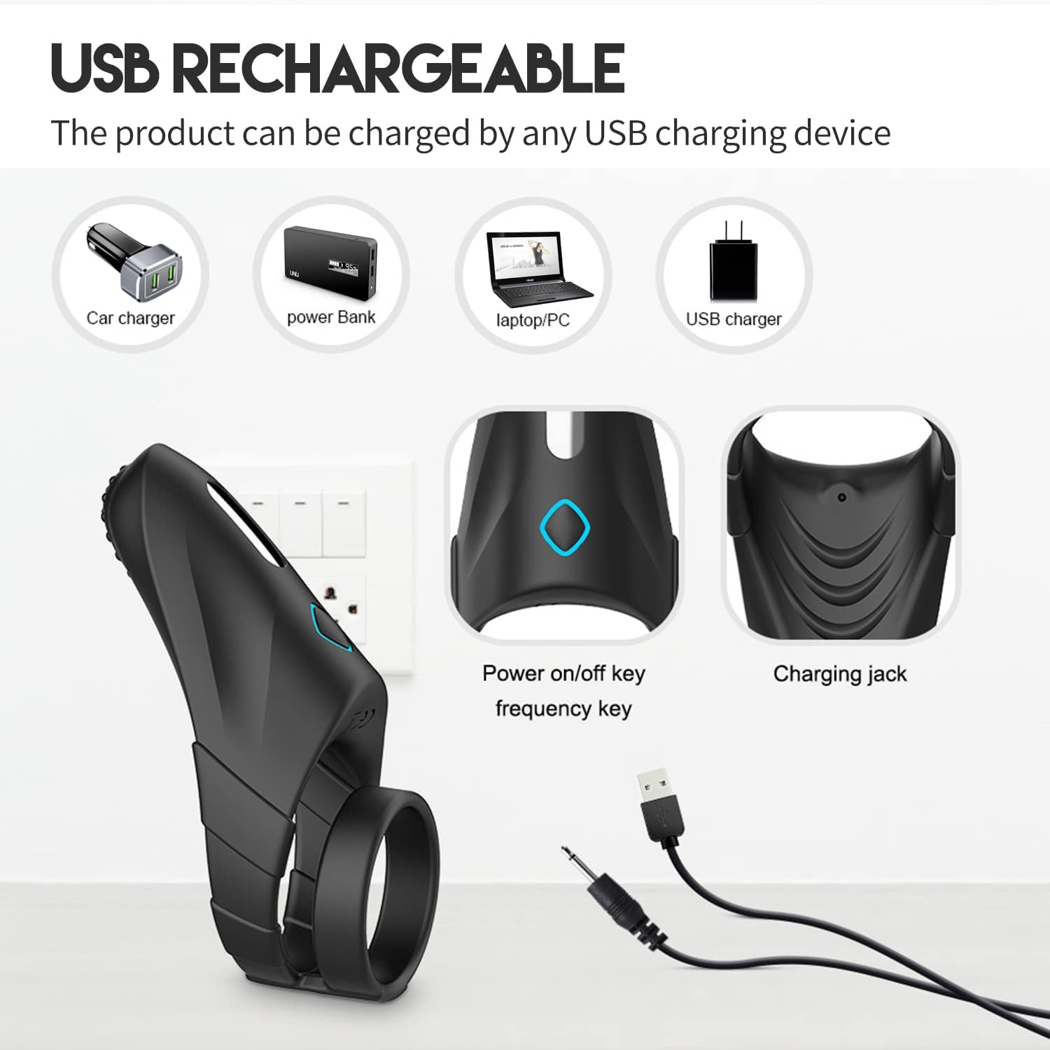 Multi-Frequency Electric Delay Ring Lock and Lasting Ring for Men or Couples Sports Premium Silicone image number 2