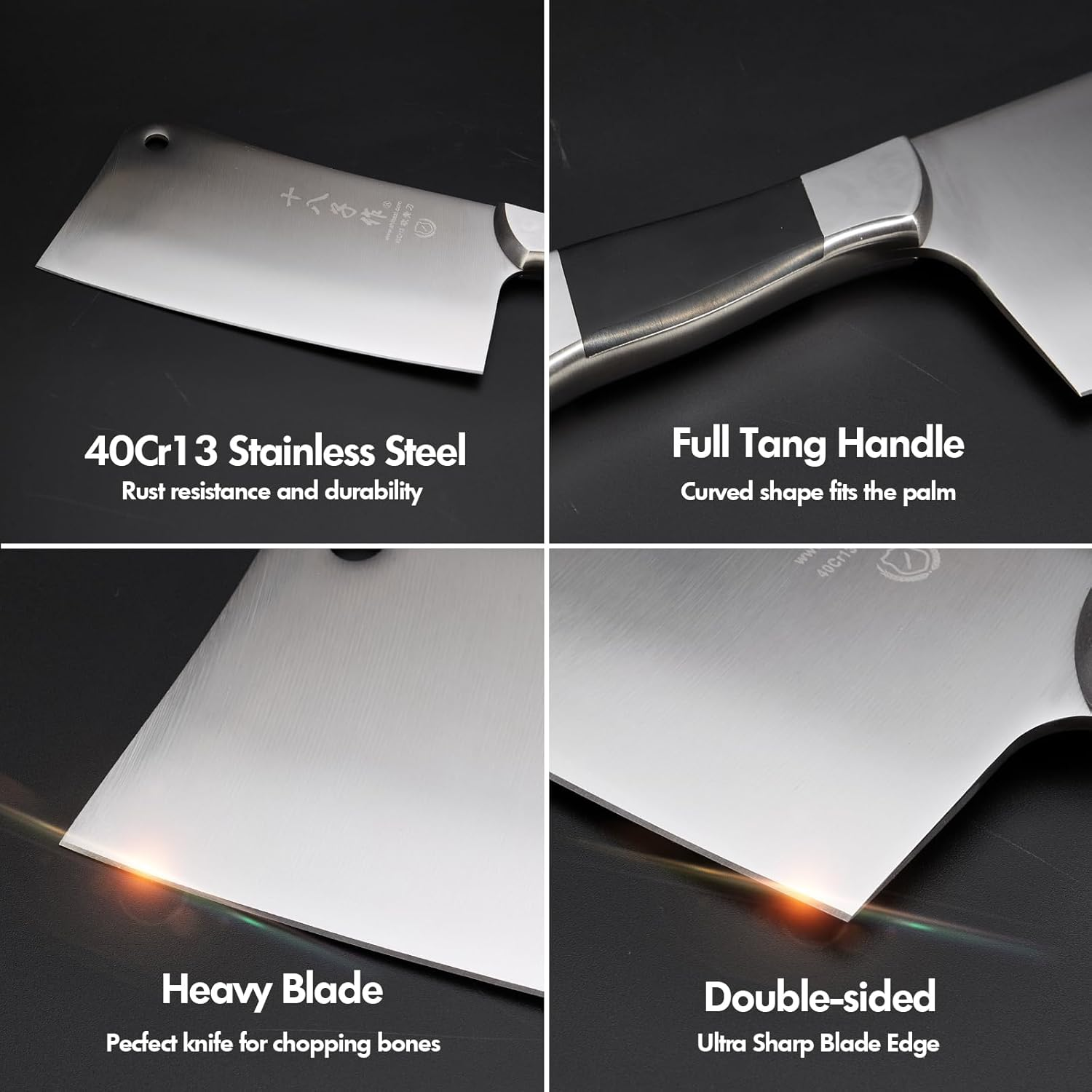 Heavy Duty Cleaver Knife SHI BA ZI ZUO Stainless Steel Bone Cleaver Vegetable Knife for Home Chopping Bones image number 2