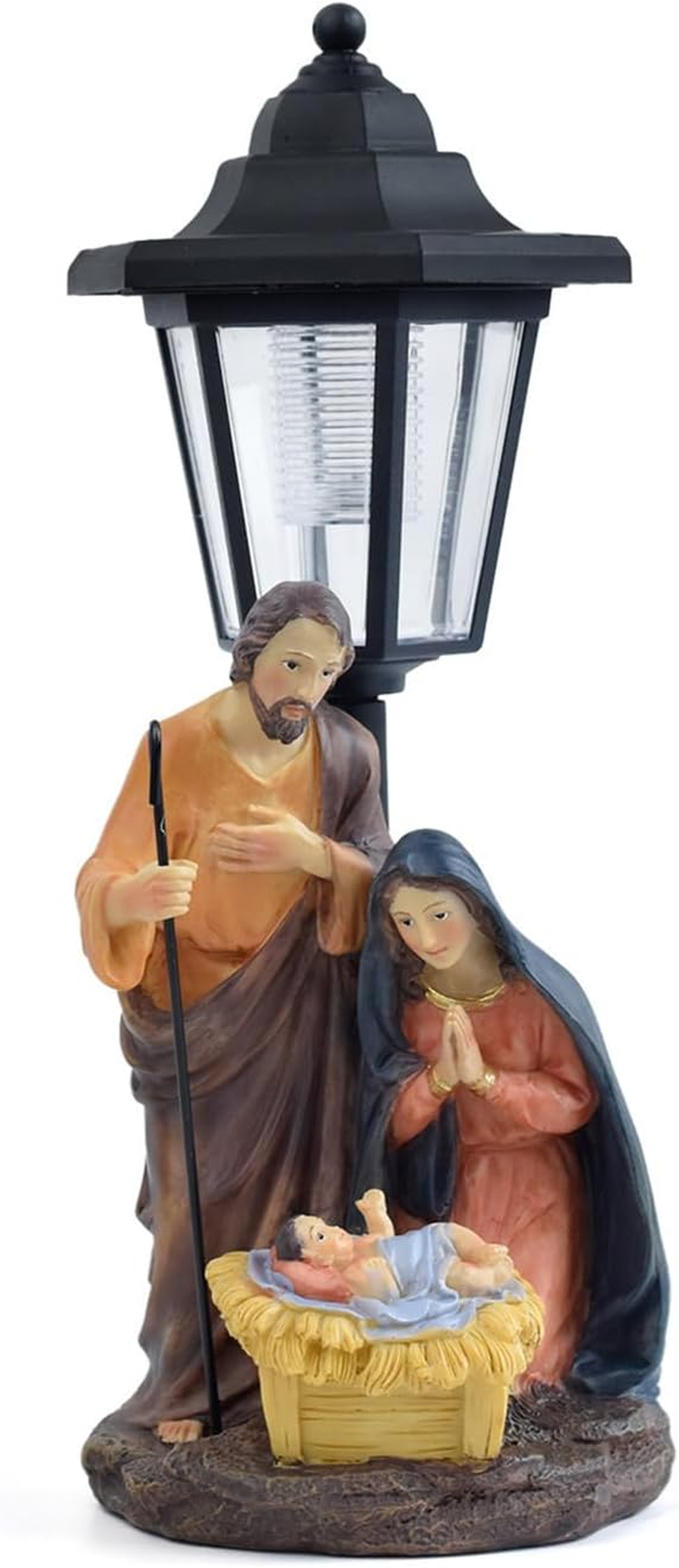 Handcrafted Solar Operated Light Nativity Manger Scene Resins Ornament Religious Outdoor Garden Lawns Decors Resins Religious image number 1