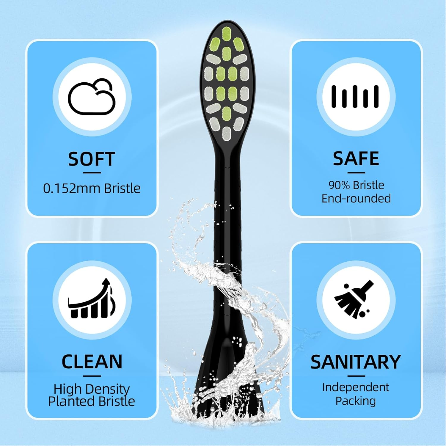 Compatible with Philips One Series Sonicare Electric Toothbrush Replacement Brush Heads,For Philips One HY1100 HY1200 BD100/AZ Series Electric Toothbrush,10 Pack (Shadow Black, Medium)