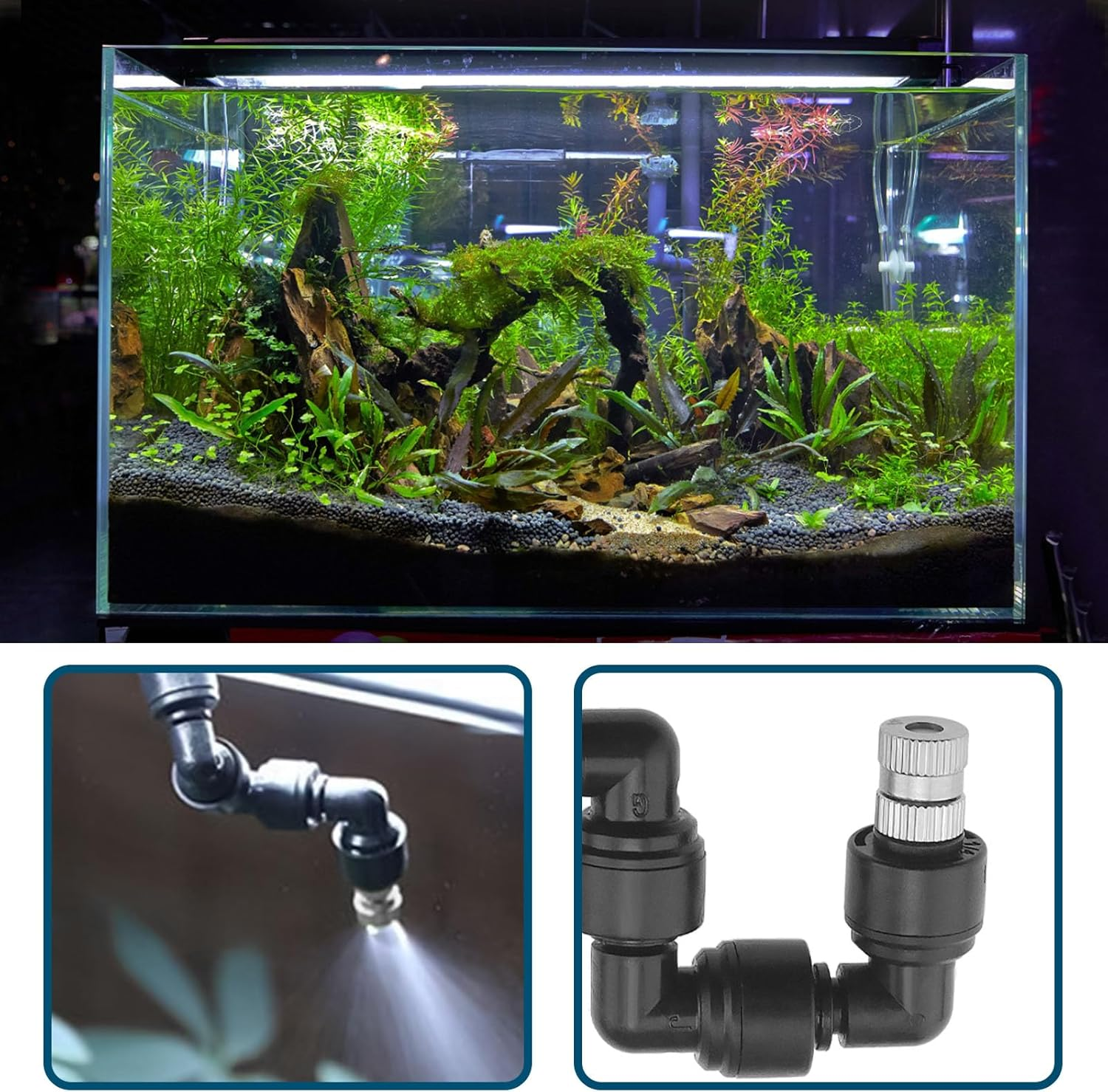 1-Pack Reptile Mister Nozzles 360 Adjustable Nozzles Reptile Fogger Mist for Rainforest Tank Flower Aquarium System(Double Head) image number 6