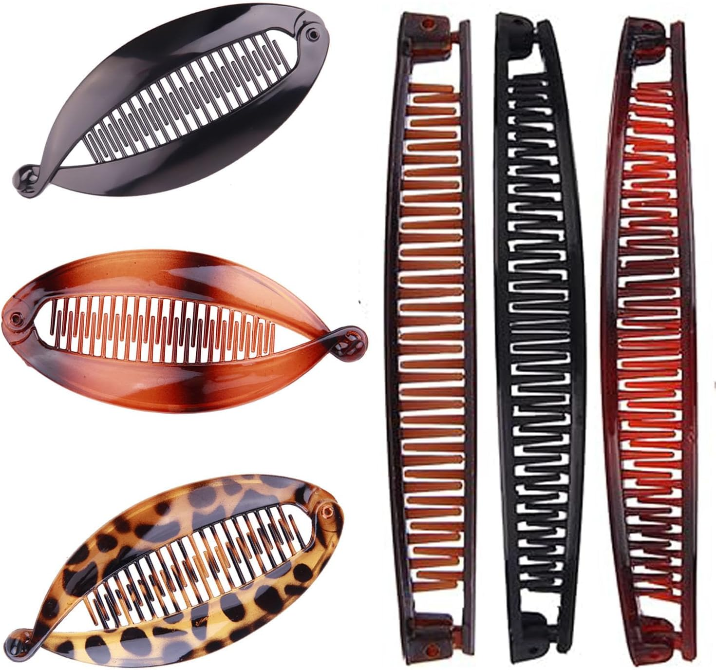 Women'S Banana Hair Clips 6PCS, Classic Fishtail Design Double Ponytail Holder Gentle Hair Clips Women'S Hair Accessories Premium Large Claw Clips image number 5