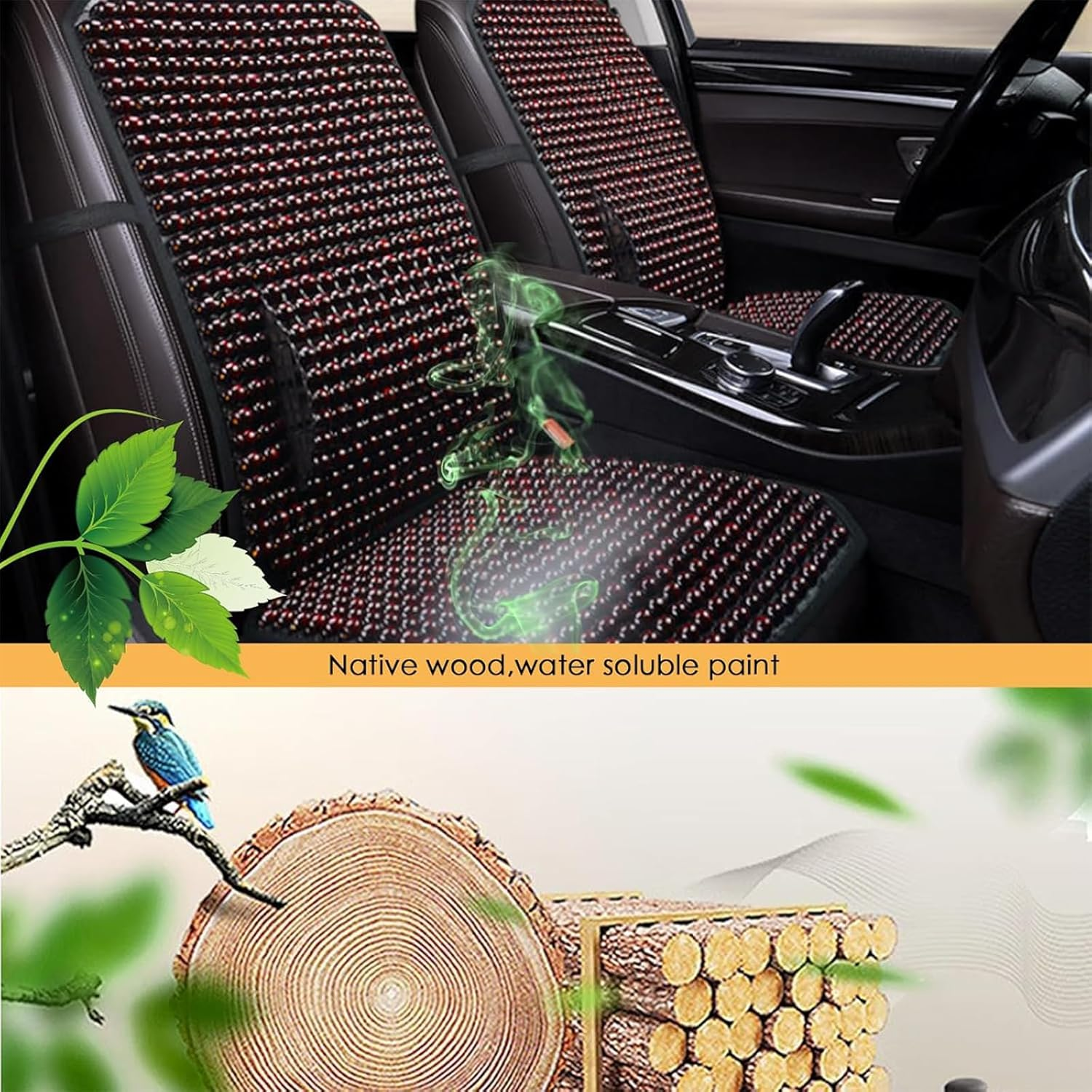 Ergonomic Wooden Beads Seat Cushion - Breathable Cooling Pad for Cars, Trucks, Vans, Suvs (Red) image number 1