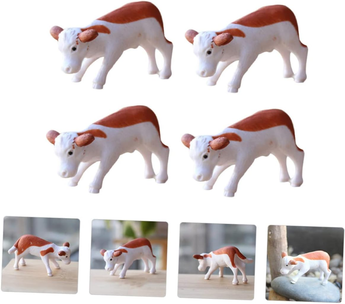 BESPORTBLE 4Pcs Miniature Cow Figurines Lifelike Aquarium Decorations for Fish Tanks and Flowerpots Non-Fading Safe Material Aquatic Vitality and Home Decor image number 4