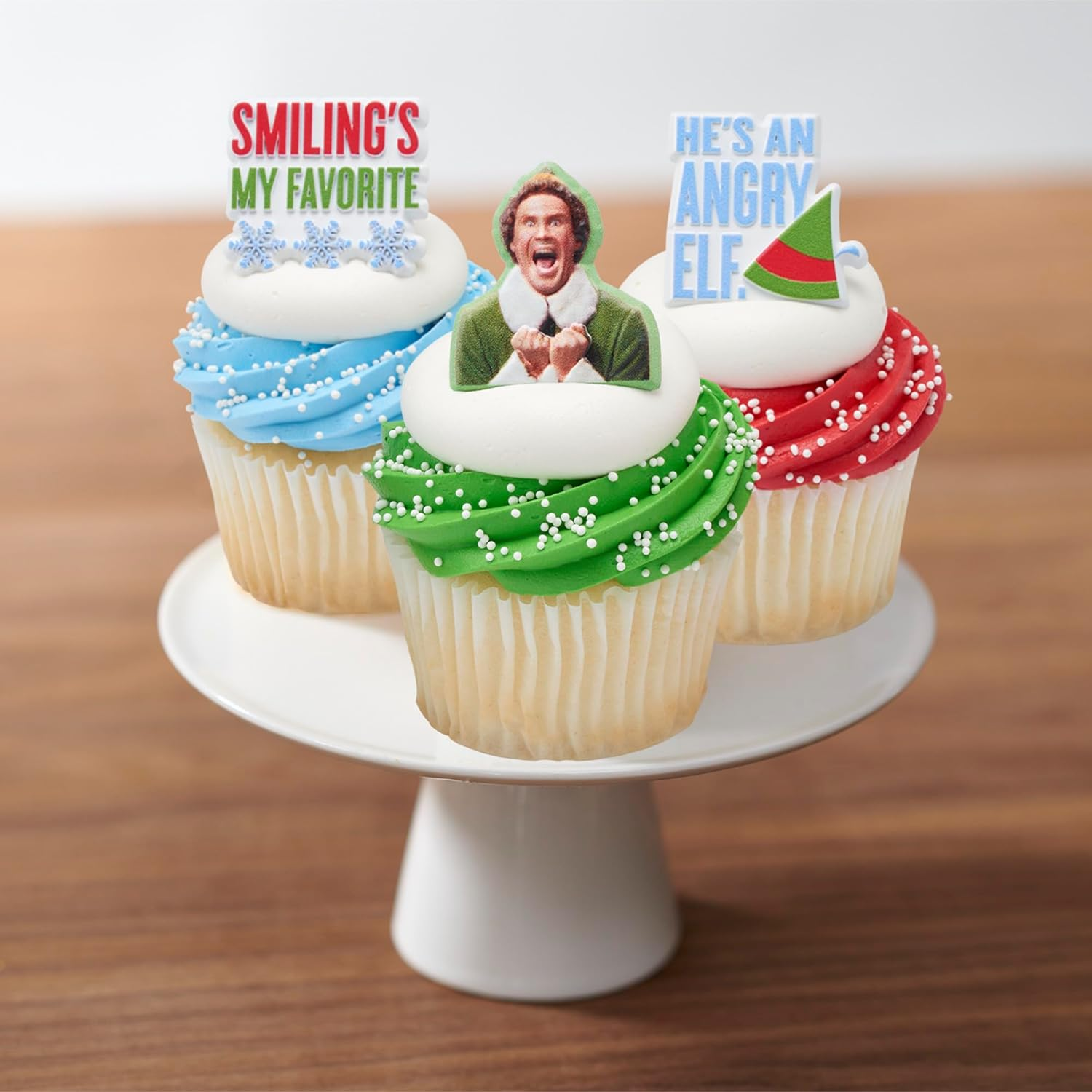 Decopac Elf Smiling'S My Favorite Festive Rings, Christmas Cupcake Decorations for Holiday Celebrations and Parties &ndash; 24 Pack image number 2