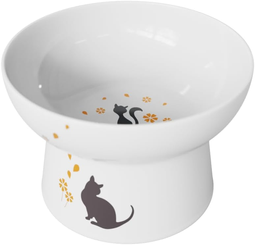 Minibees Raised Cat Bowl,Elevated, Porcelain Made, Pet Supplies, Backflow Prevention, Stress Free, Small to Medium, Safety Choice for Your Pet, Superior for Wet and Dry Food image number 4