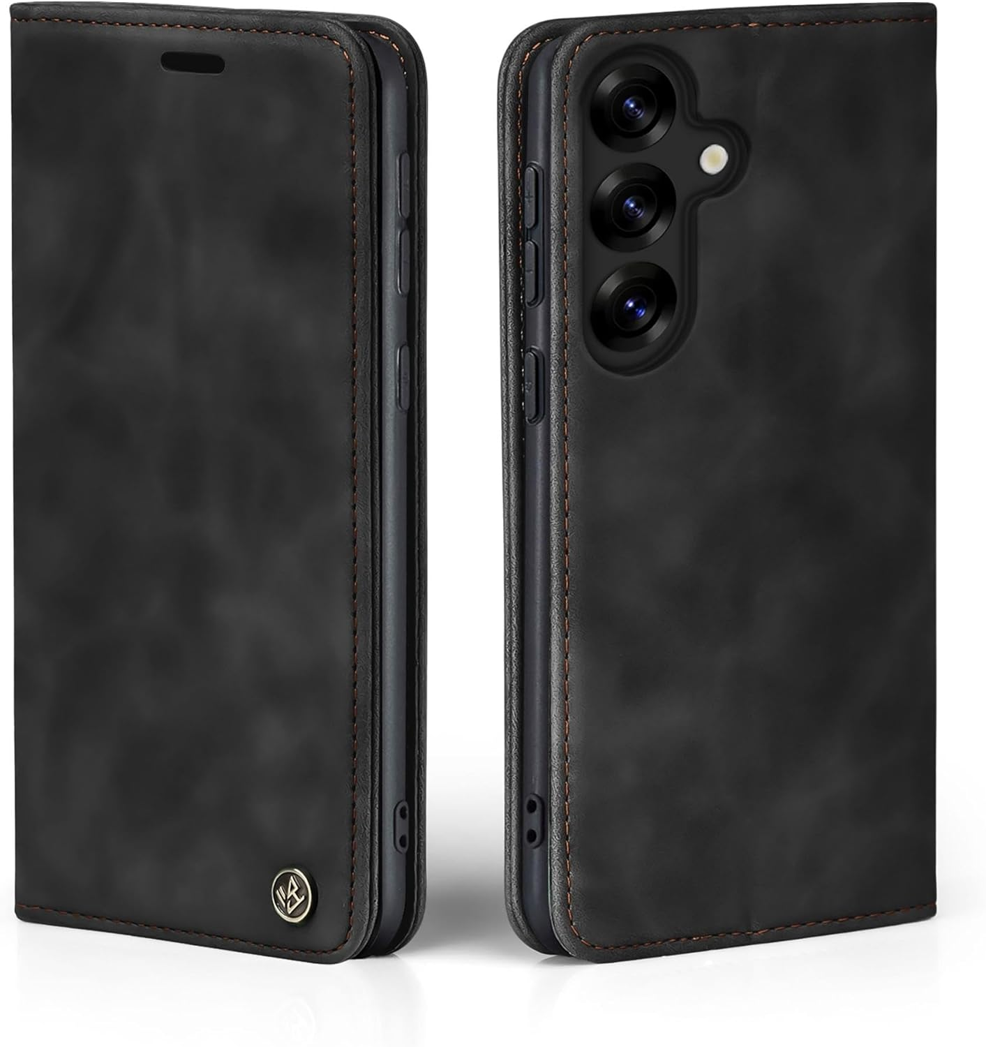 LBH Mobile Phone Case for Samsung Galaxy S25 FE in Black with Card and Money Compartment Smartphone Case with Stand Function Flip Case Protective Cover Magnetic Closure Vintage image number 2