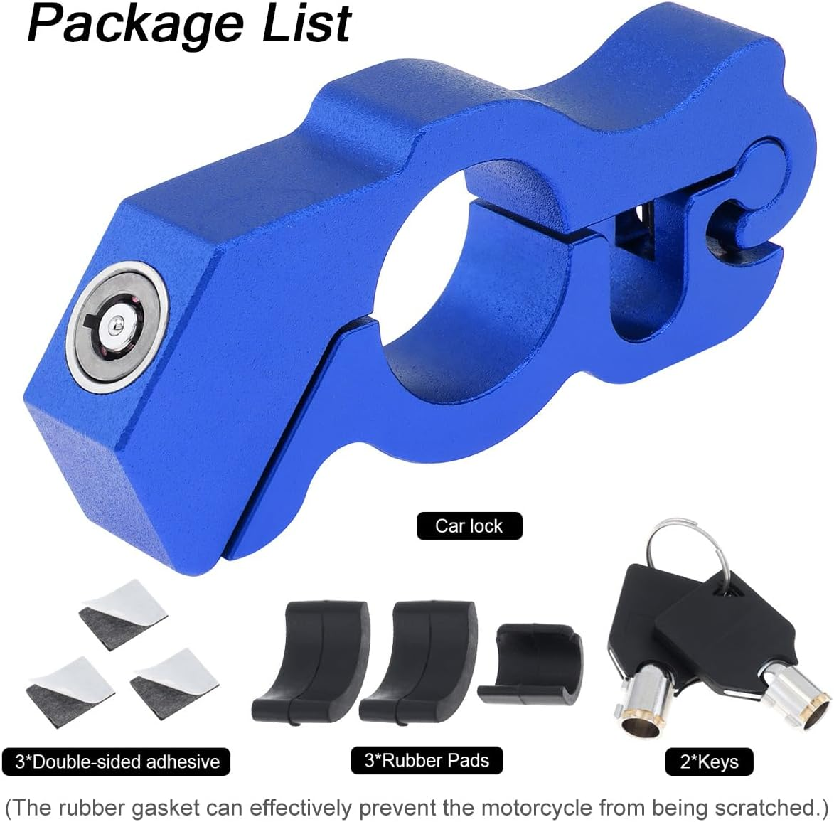 Windance Motorcycle Handlebar Grip Lock,Throttle Clutch Brake Lever Lock, anti Theft 2 Keys to Secure Your Motorcycle Bike ATV Moped Scooter in under 5 Seconds (Blue, L) - Blue image number 5