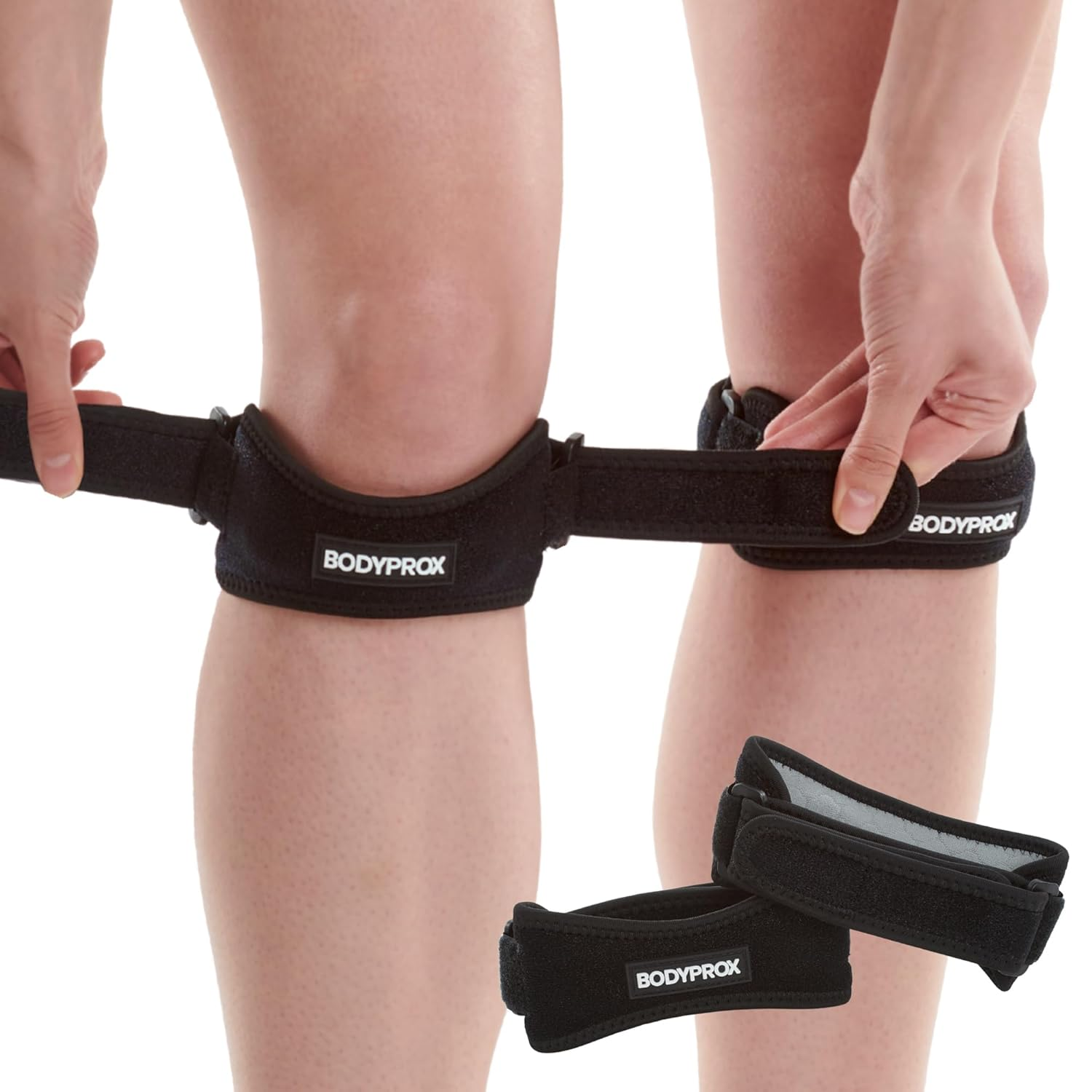 Bodyprox Patella Tendon Knee Strap 2 Pack, Knee Pain Relief Support Brace Hiking, Soccer, Basketball, Running, Jumpers Knee, Tennis, Tendonitis, Volleyball & Squats image number 3
