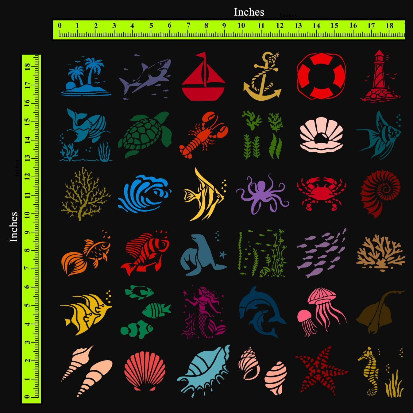 Craftreat 36 Pcs Sea Animals Set Stencils for Painting on Canvas, Wall Art, Journal Notebook, Furniture & Room Decor - Reusable 3X3 Inches Water Animal Stencils for Home Decor - Scrapbooking Supplies image number 3