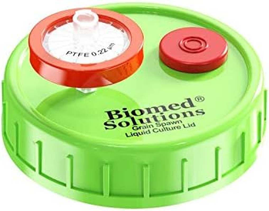 6Pcs Regular Mouth Liquid Culture Lid,Grain Spawn Cultivation Mason Jar Lid with 0.22Um PTFE Syringe Filter & 20Mm Self Healing Injection Ports for Mushroom Growing Mycology(Yellow) image number 5