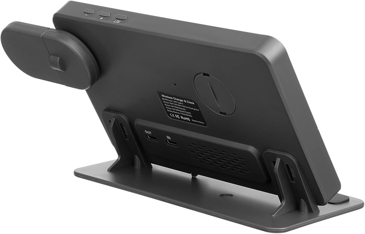 COHEALI Wireless Alarm Clock Thermometer with Led Display for Charging and Temperature Monitoring - Multifunctional Bedside Clock image number 3