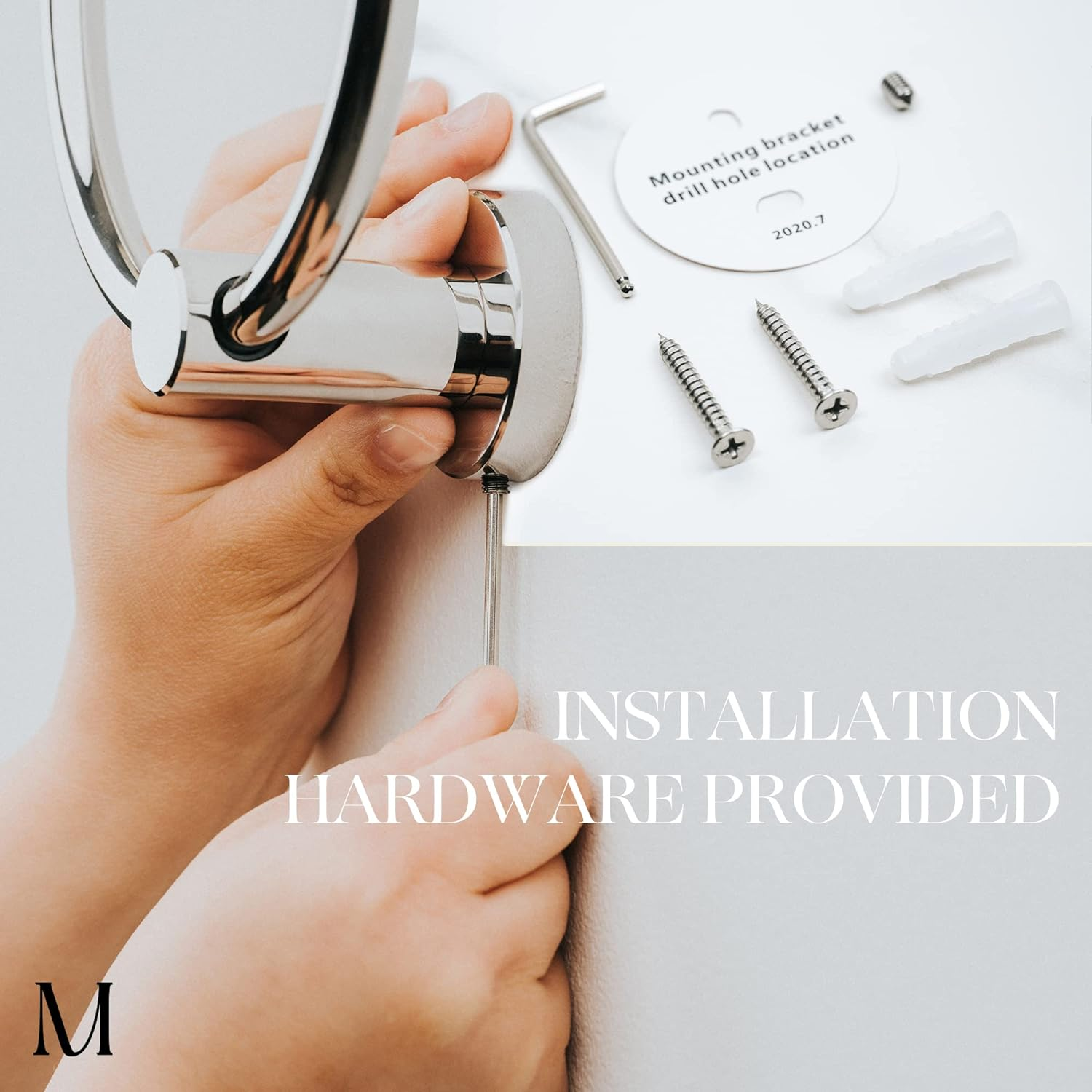 Marmolux Acc Stainless Steel Brushed Wall Mount Bathroom Hardware Accessories Set, Including Bath Towel Bar, Towel Ring/Hand Towel Holder, Toilet Paper Holder, Robe Hook, Polished Chrome image number 5