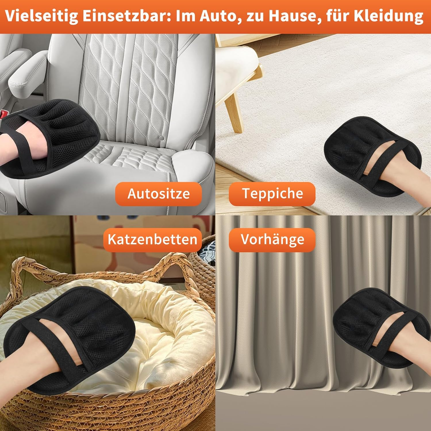 2-Pack Pet Hair Removal Gloves | Reusable, Washable Gloves against Dog & Cat Hair with Electrostatic Technology for Furniture, Car & Clothing image number 1