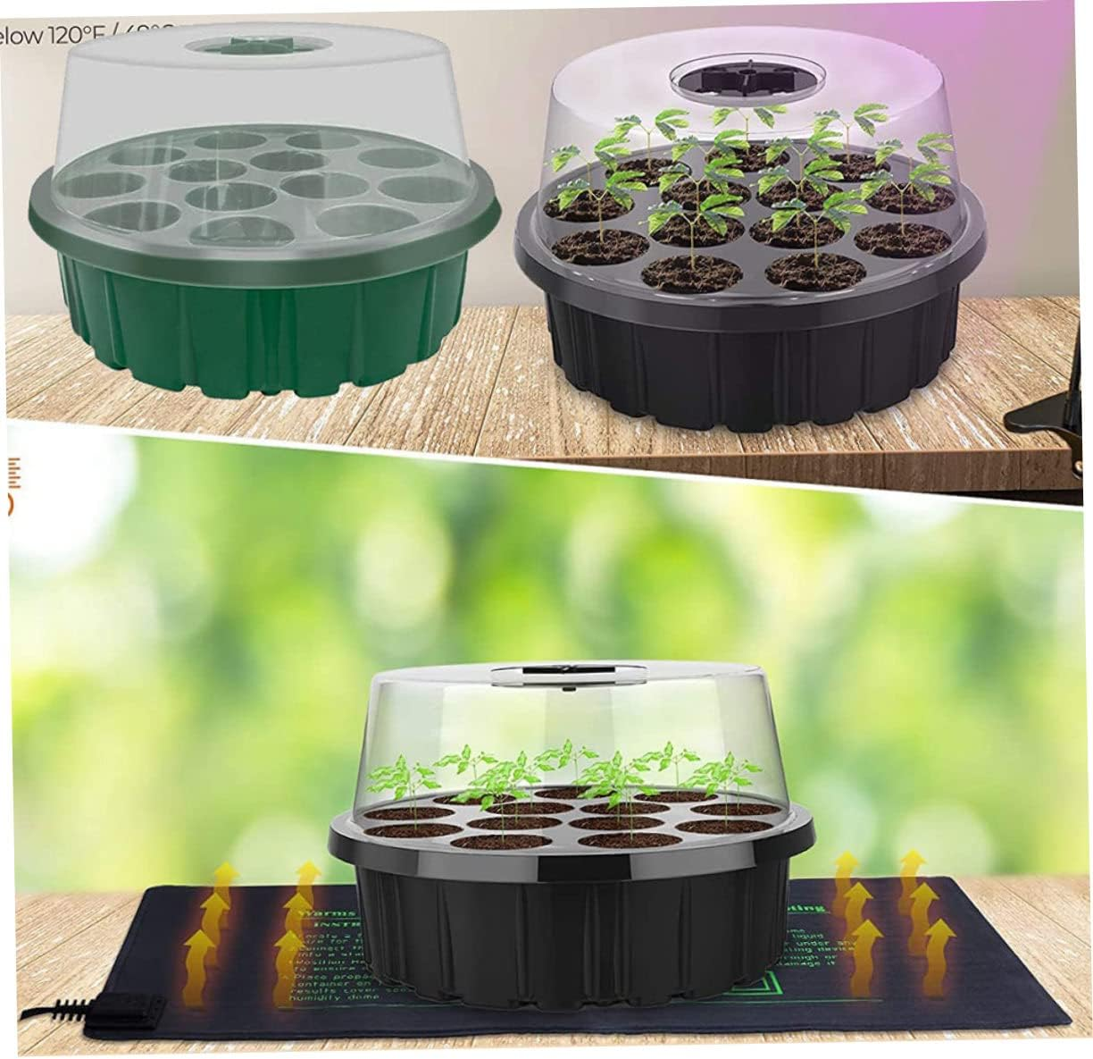 FONDOTIN 2Pcs Plant Starter Trays Seedling Boxes for Seeds Planting Gardening Box image number 5