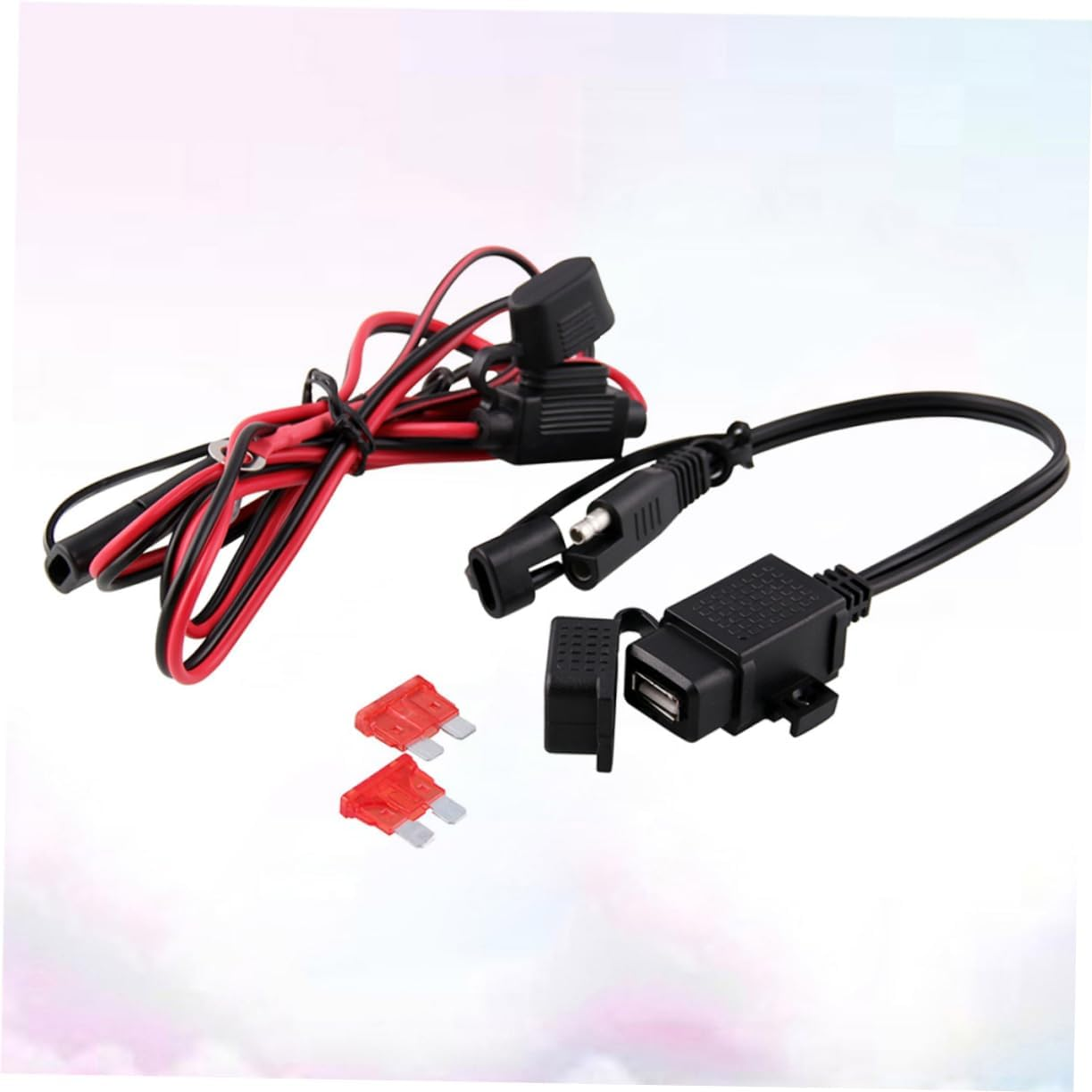 SOLUSTRE Dual USB SAE to USB Adapter for Motorcycle Waterproof 12V Phone Charger Cable Heatproof Abs Copper Inline Fuse image number 5