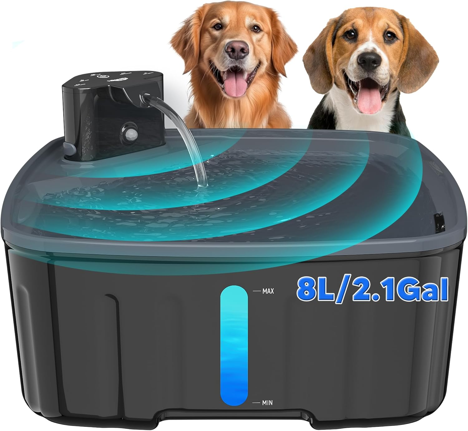 Kittyspout Wireless Water Fountain for Dogs 8L, Cat and Large Dog Fountain &ndash; with Motion Sensor, Rechargeable Battery 4000 Mah &ndash; Ultra-Quiet Pump and Activated Carbon Filter image number 2
